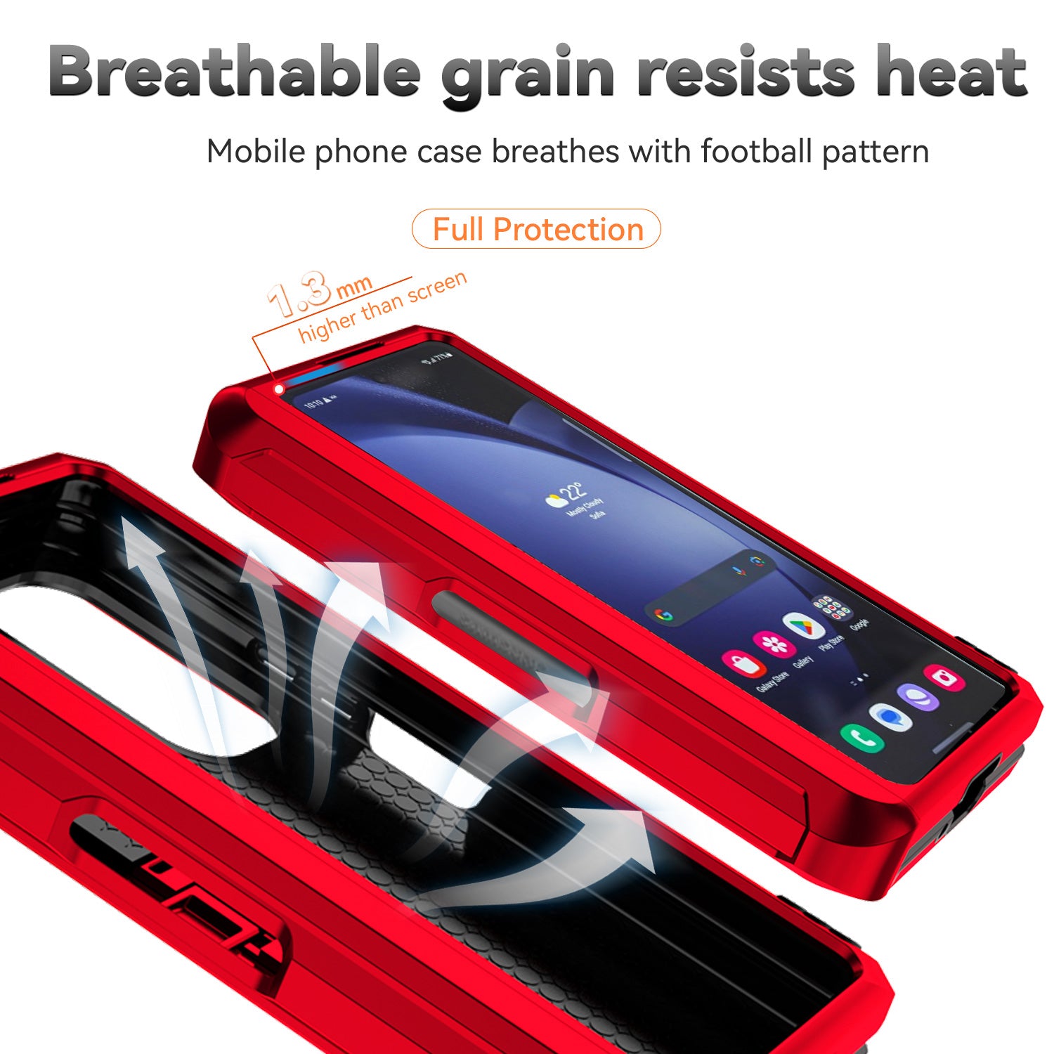For Samsung Galaxy Z Fold6 5G Case Camera Protection PC+TPU Phone Cover Finger Ring Holder Kickstand - Red