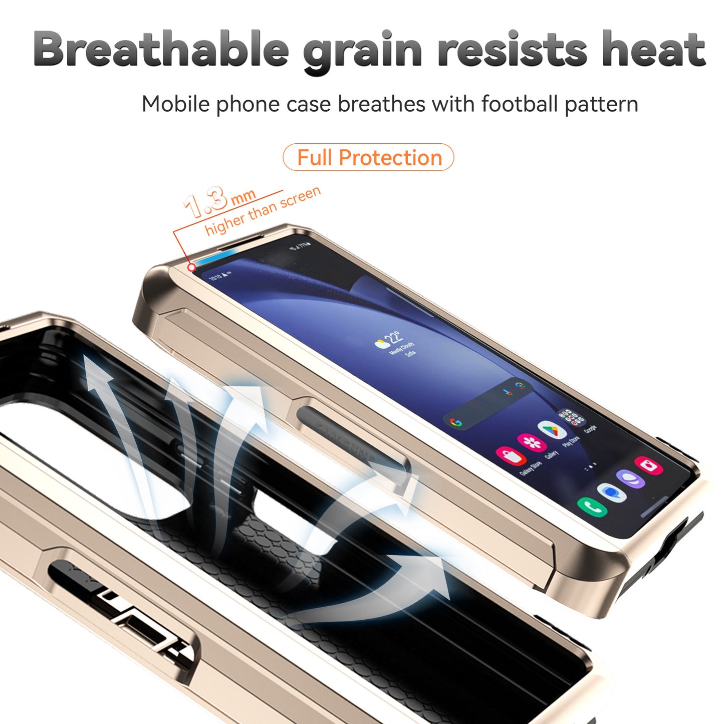 For Samsung Galaxy Z Fold6 5G Case Camera Protection PC+TPU Phone Cover Finger Ring Holder Kickstand - Gold