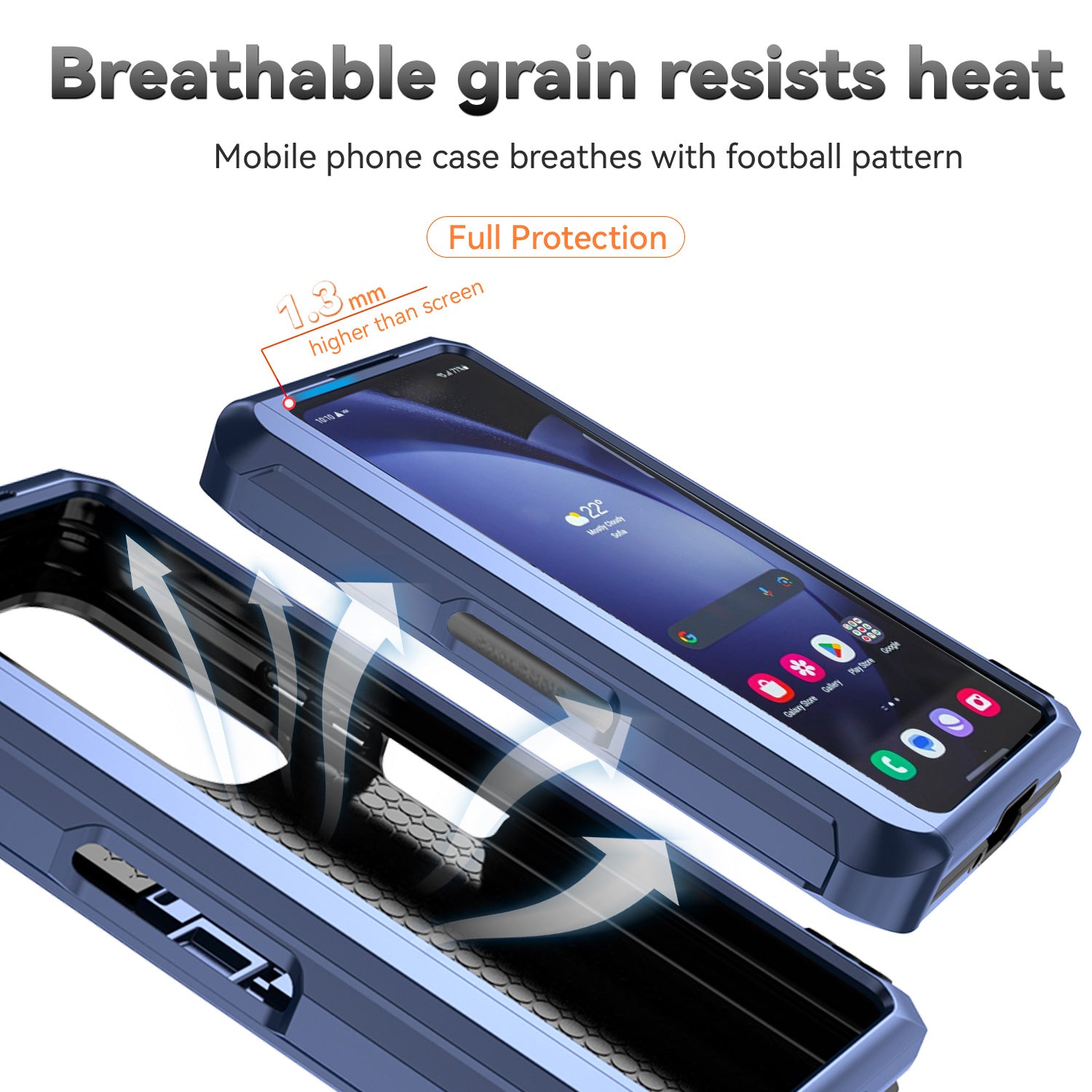 For Samsung Galaxy Z Fold6 5G Case Camera Protection PC+TPU Phone Cover Finger Ring Holder Kickstand - Blue