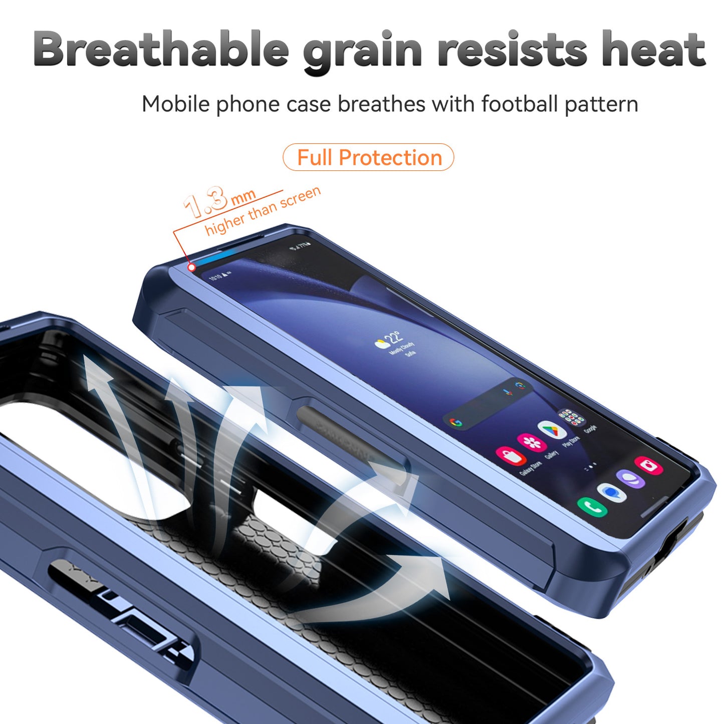 For Samsung Galaxy Z Fold6 5G Case Camera Protection PC+TPU Phone Cover Finger Ring Holder Kickstand - Blue