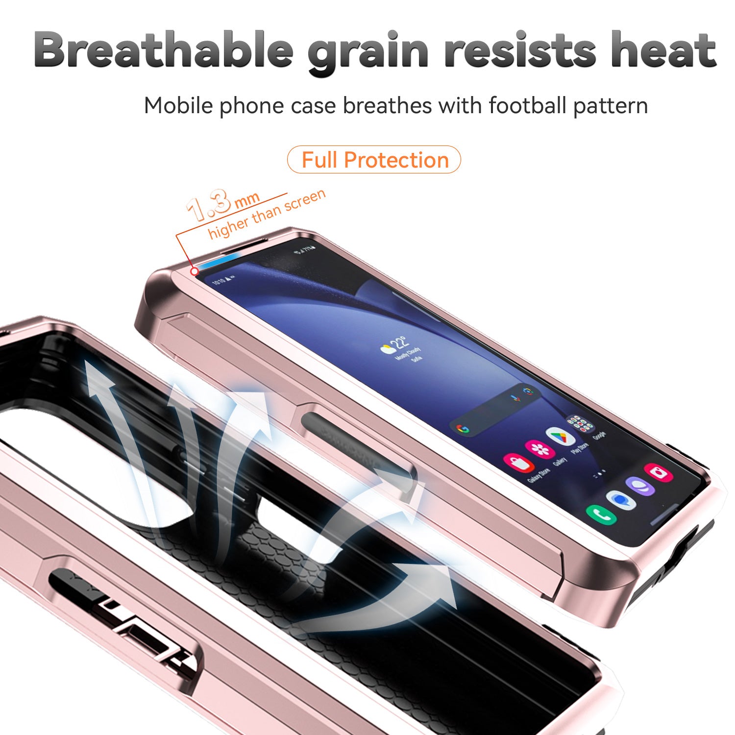 For Samsung Galaxy Z Fold6 5G Case Camera Protection PC+TPU Phone Cover Finger Ring Holder Kickstand - Rose Gold