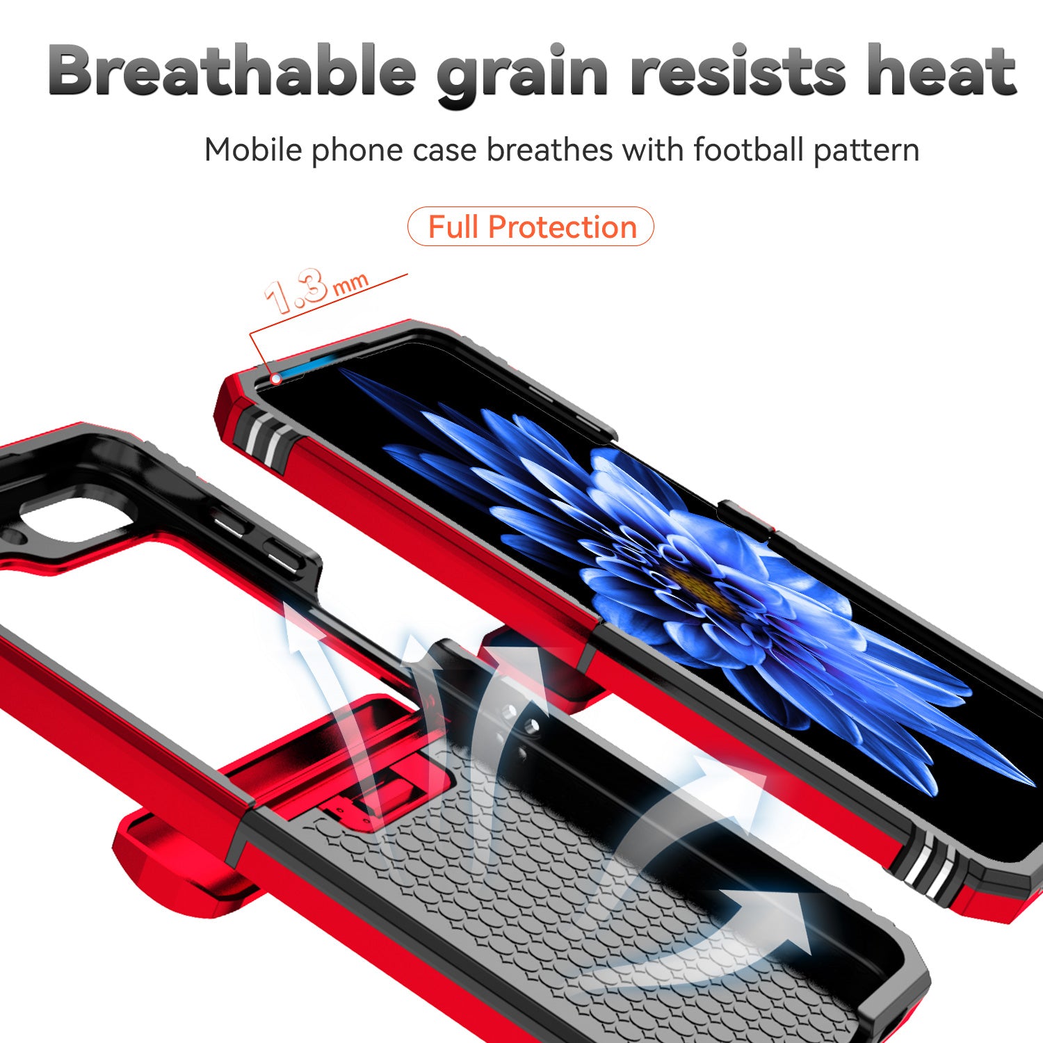 For Samsung Galaxy Z Flip6 5G Case Lens Protection PC TPU Phone Cover Anti-Drop Ring Holder - Red