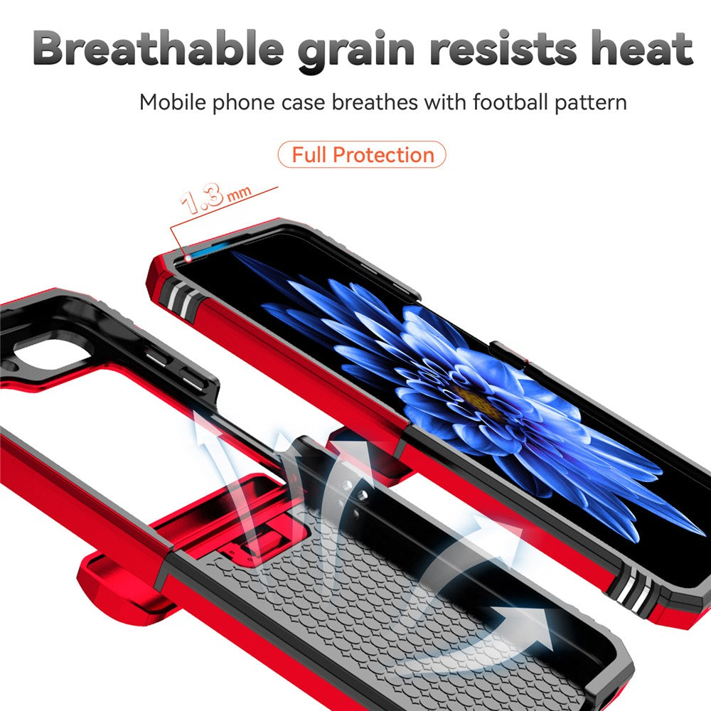 For Samsung Galaxy Z Flip7 FE 5G / Z Flip6 5G Case Lens Protection PC TPU Phone Cover Anti-Drop Ring Holder - Red