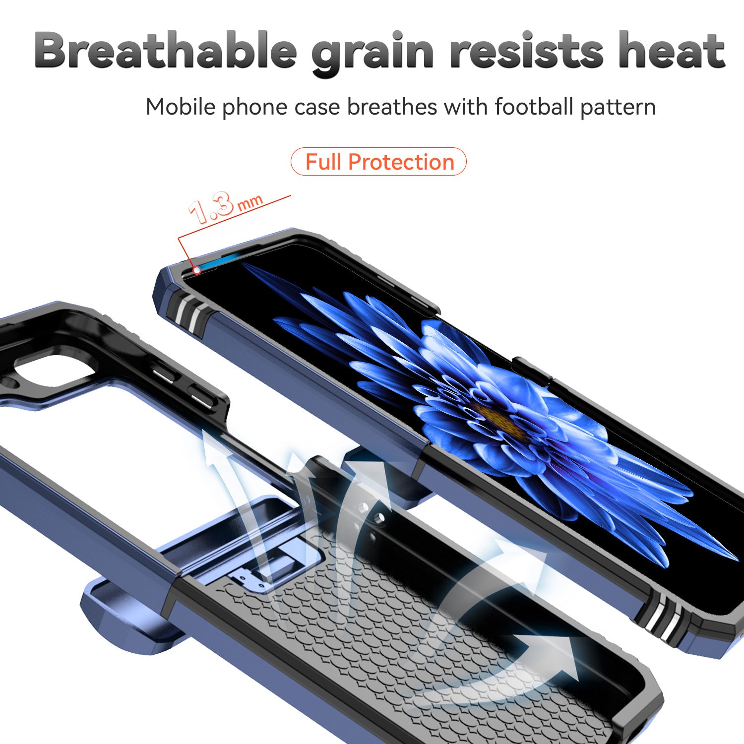 For Samsung Galaxy Z Flip6 5G Case Lens Protection PC TPU Phone Cover Anti-Drop Ring Holder - Blue