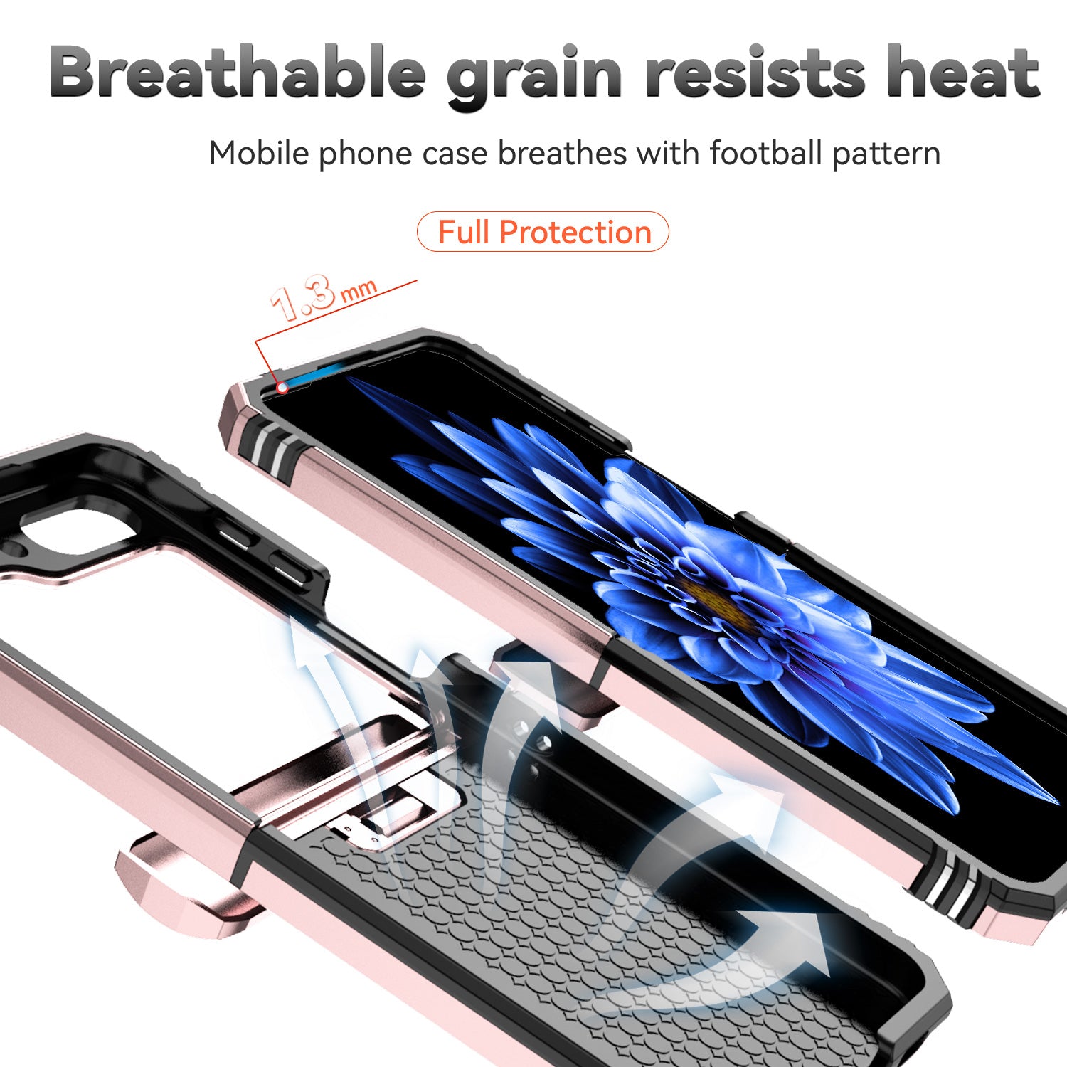 For Samsung Galaxy Z Flip6 5G Case Lens Protection PC TPU Phone Cover Anti-Drop Ring Holder - Rose Gold