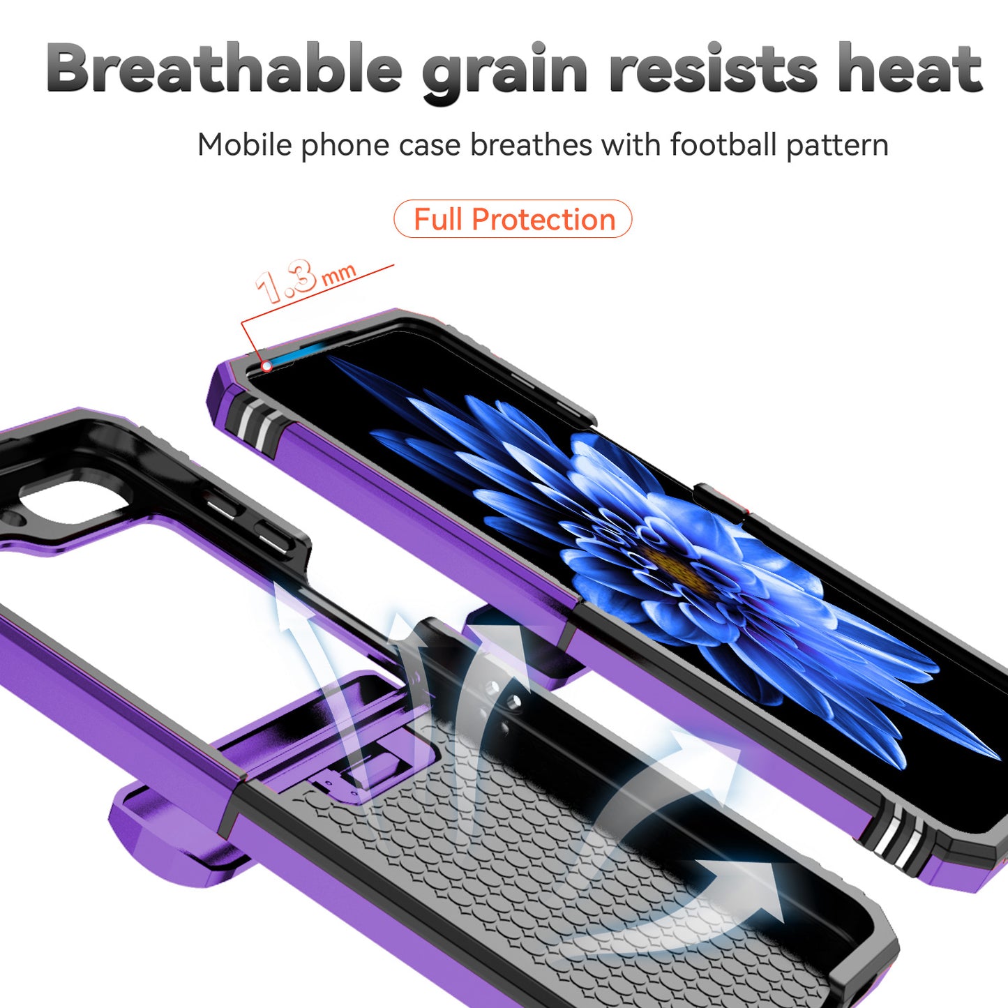 For Samsung Galaxy Z Flip6 5G Case Lens Protection PC TPU Phone Cover Anti-Drop Ring Holder - Purple