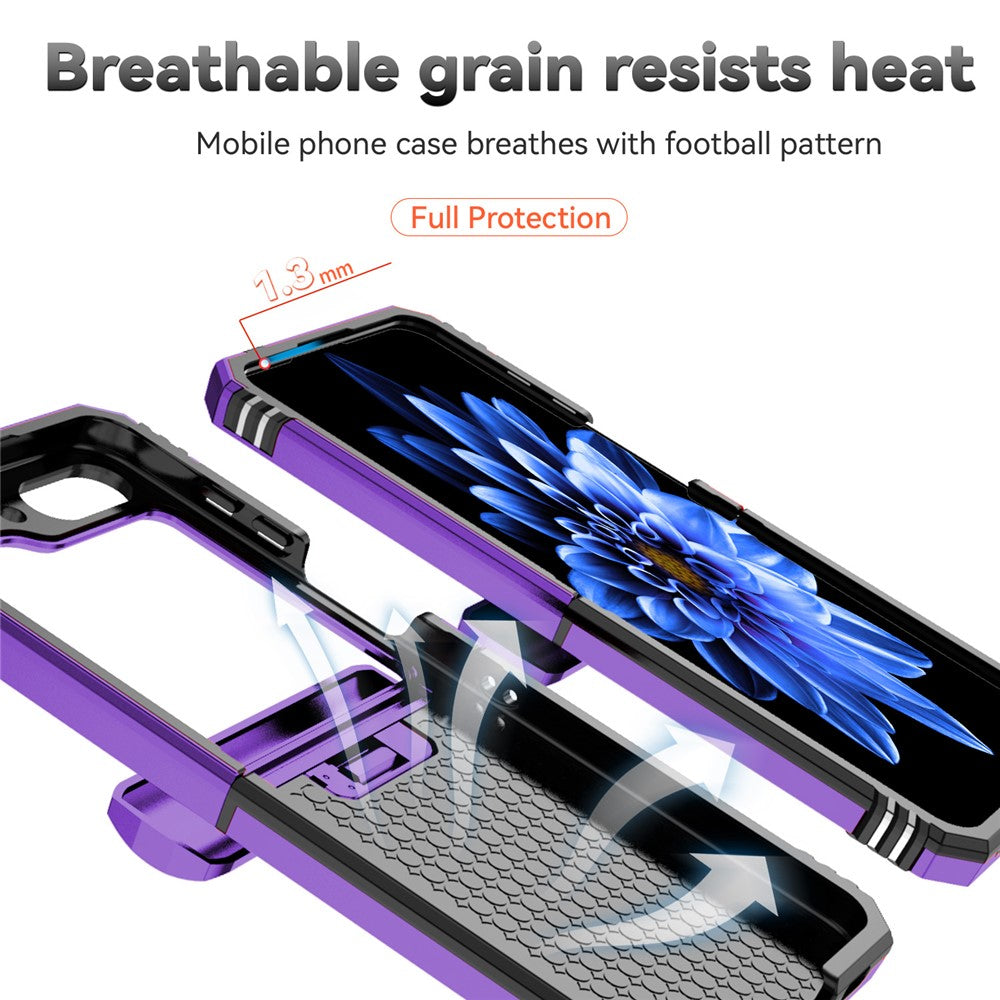 For Samsung Galaxy Z Flip7 FE 5G / Z Flip6 5G Case Lens Protection PC TPU Phone Cover Anti-Drop Ring Holder - Purple