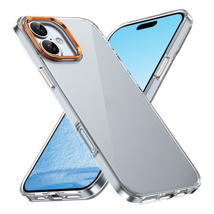 For iPhone 16 Plus Clear Phone Case Hard PC Anti-Scratch Mobile Phone Back Cover - Orange