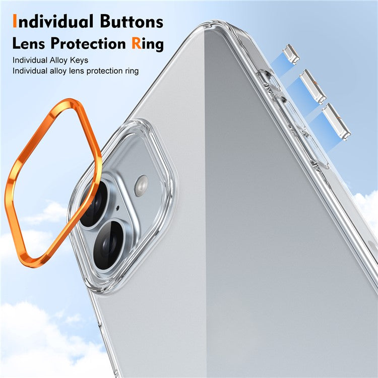 For iPhone 16 Plus Clear Phone Case Hard PC Anti-Scratch Mobile Phone Back Cover - Orange