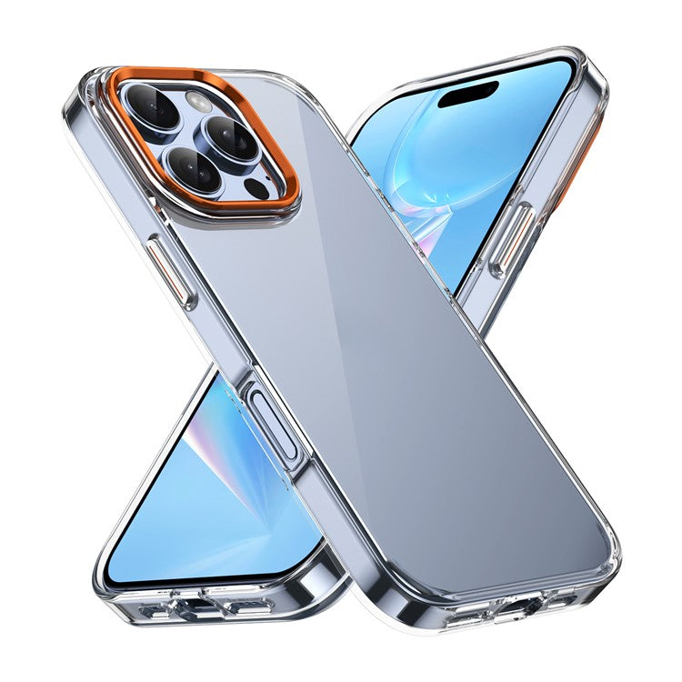 For iPhone 16 Pro Clear Phone Case Hard PC Anti-Scratch Mobile Phone Back Cover - Orange