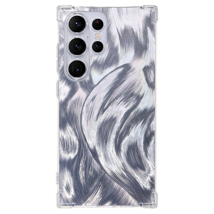 For Samsung Galaxy S24 Ultra Case Drop-proof TPU Phone Cover with Card Paper - Aurora Feather