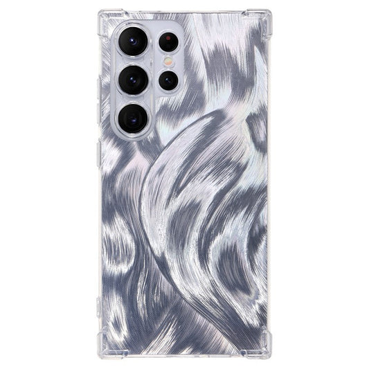 For Samsung Galaxy S24 Ultra Case Drop-proof TPU Phone Cover with Card Paper - Aurora Feather