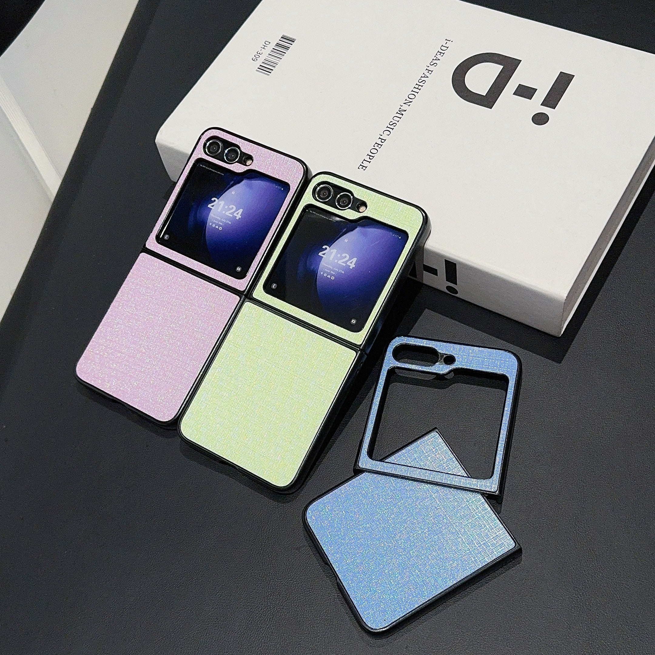 For Samsung Galaxy Z Flip6 5G Case Two-Piece Leather + PC Phone Cover Pearl Cross Pattern - Grey