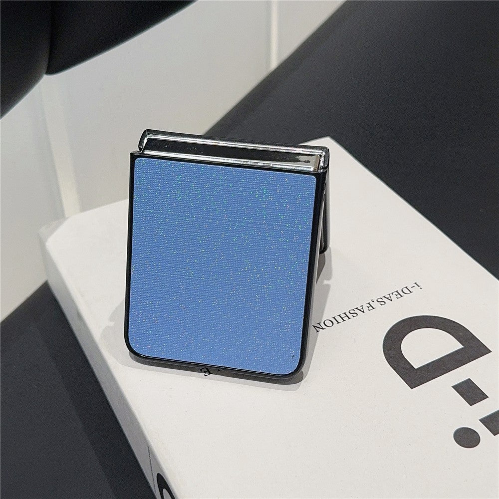 For Samsung Galaxy Z Flip7 FE 5G / Z Flip6 5G Case Two-Piece Leather + PC Phone Cover Pearl Cross Pattern - Blue