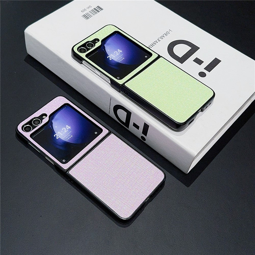 For Samsung Galaxy Z Flip7 FE 5G / Z Flip6 5G Case Two-Piece Leather + PC Phone Cover Pearl Cross Pattern - Blue