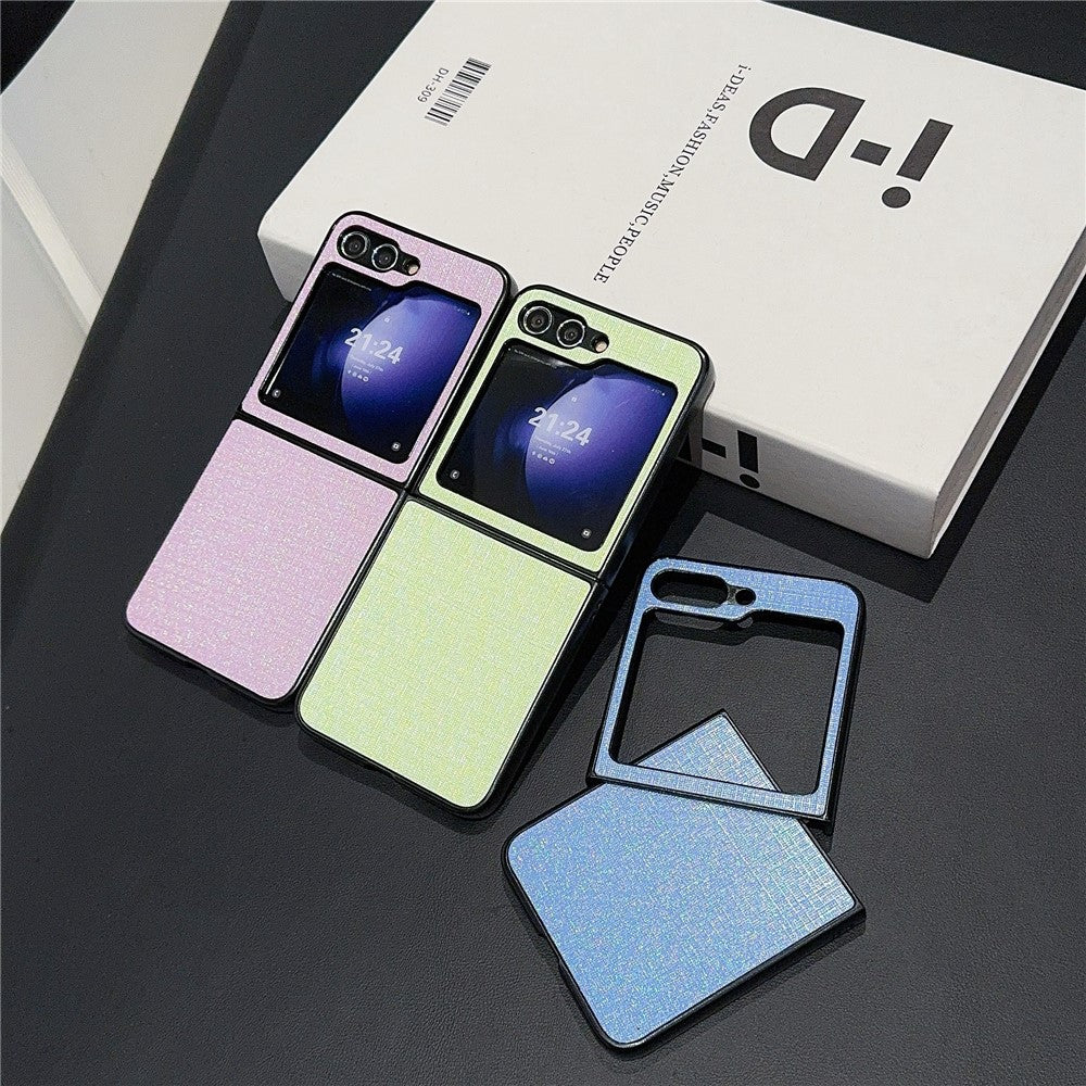 For Samsung Galaxy Z Flip7 FE 5G / Z Flip6 5G Case Two-Piece Leather + PC Phone Cover Pearl Cross Pattern - Blue