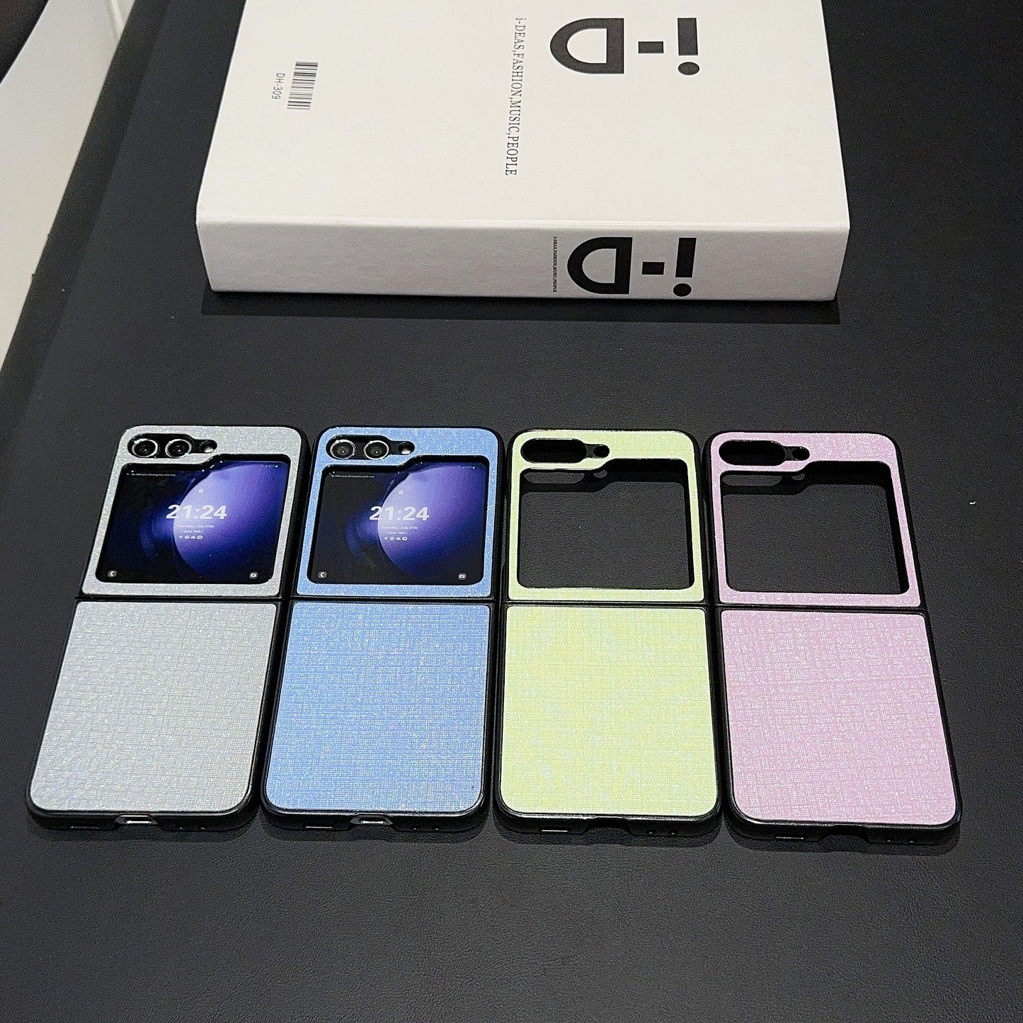 For Samsung Galaxy Z Flip6 5G Case Two-Piece Leather + PC Phone Cover Pearl Cross Pattern - Blue