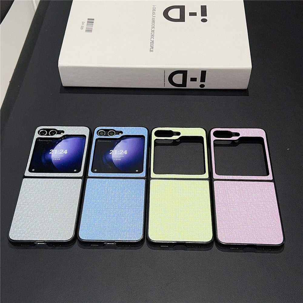 For Samsung Galaxy Z Flip7 FE 5G / Z Flip6 5G Case Two-Piece Leather + PC Phone Cover Pearl Cross Pattern - Blue