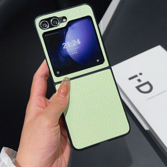 For Samsung Galaxy Z Flip6 5G Case Two-Piece Leather + PC Phone Cover Pearl Cross Pattern - Green