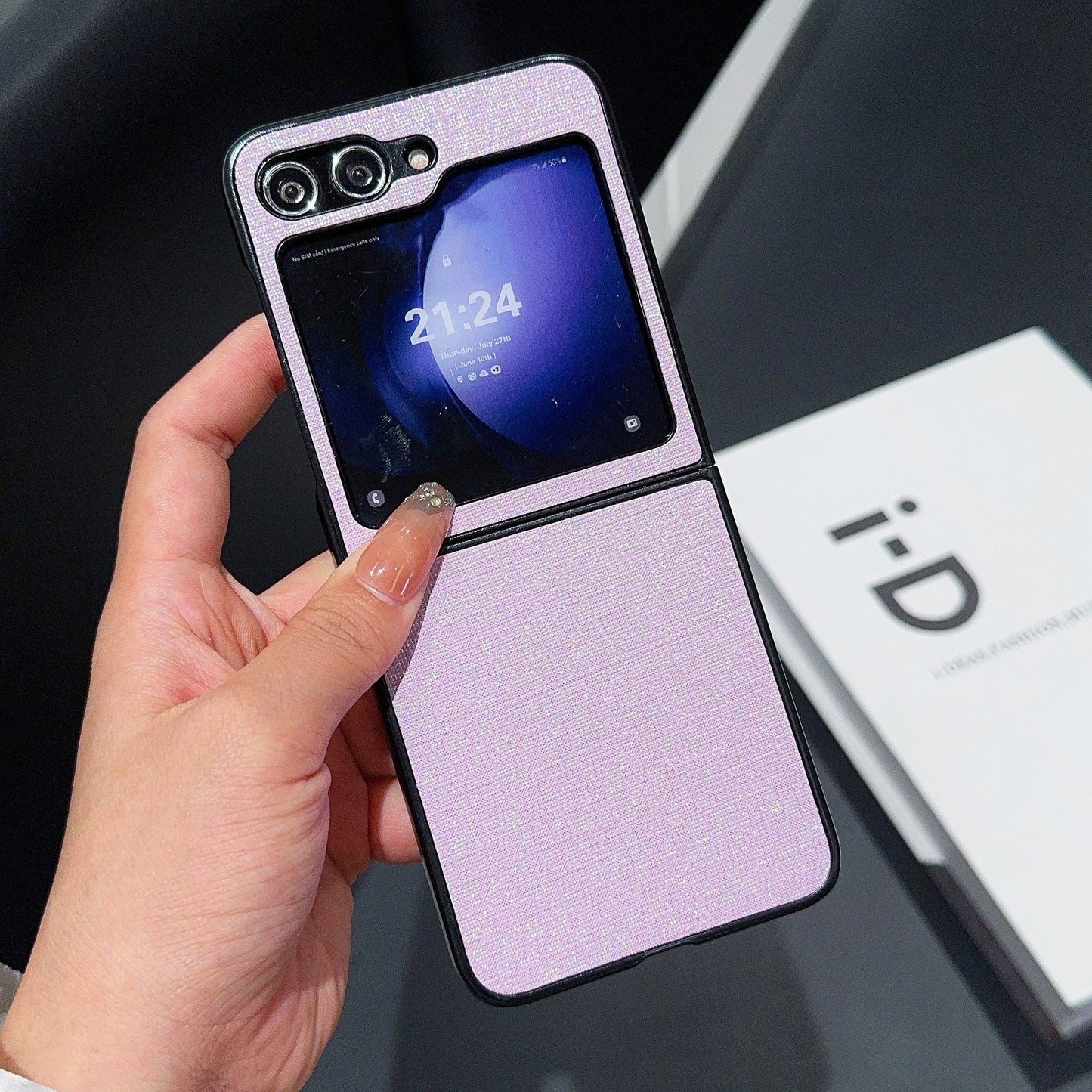 For Samsung Galaxy Z Flip6 5G Case Two-Piece Leather + PC Phone Cover Pearl Cross Pattern - Purple
