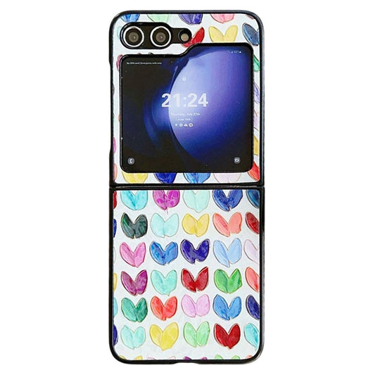 For Samsung Galaxy Z Flip7 FE 5G / Z Flip6 5G Case Leather + PC Protective Phone Cover Lacquered Pattern - Multiple Hearts