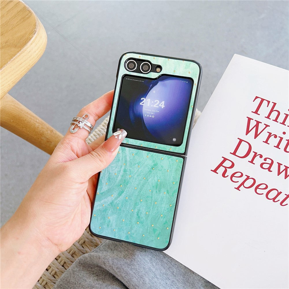 For Samsung Galaxy Z Flip7 FE 5G / Z Flip6 5G Case Leather + PC Protective Phone Cover Lacquered Pattern - Bronzing Dots