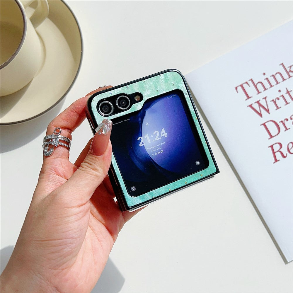 For Samsung Galaxy Z Flip7 FE 5G / Z Flip6 5G Case Leather + PC Protective Phone Cover Lacquered Pattern - Bronzing Dots