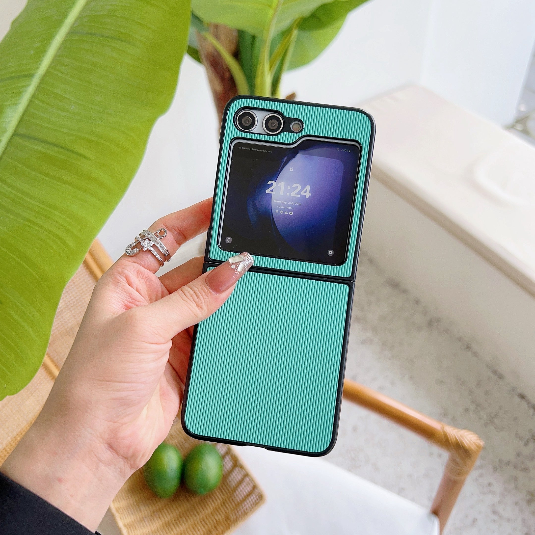 For Samsung Galaxy Z Flip6 5G Case Leather + PC Phone Cover Two-Piece Design Toothpick Pattern - Blue