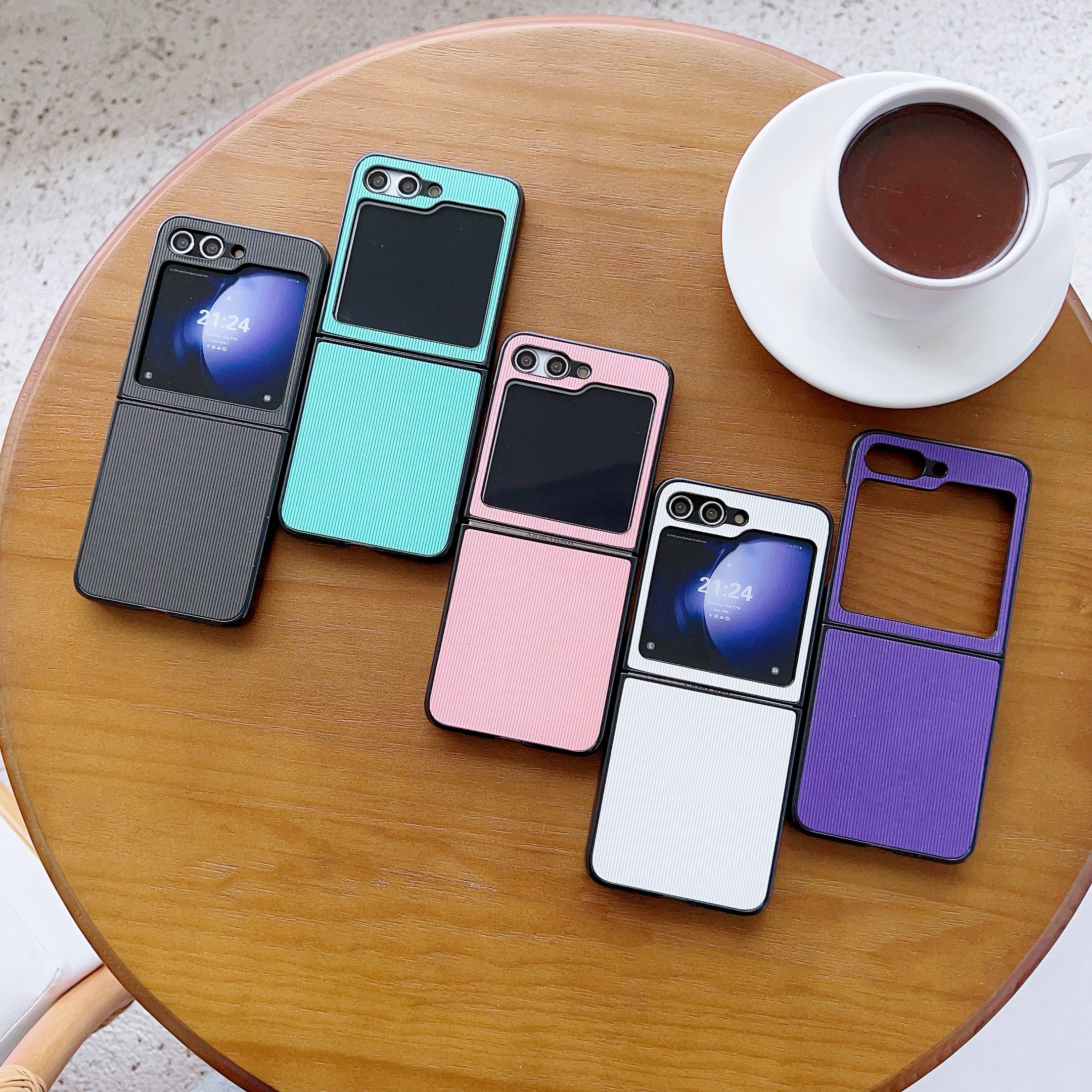 For Samsung Galaxy Z Flip6 5G Case Leather + PC Phone Cover Two-Piece Design Toothpick Pattern - Blue