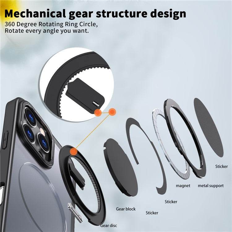 For iPhone 16 Pro Case Compatible with MagSafe TPU+PC Kickstand Phone Cover - Black
