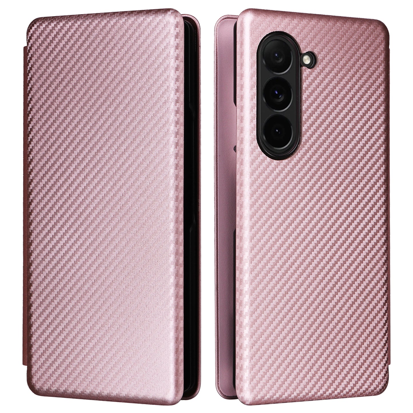 For Samsung Galaxy Z Fold6 5G Case Card Holder Stand PU Leather Phone Cover - Rose Gold