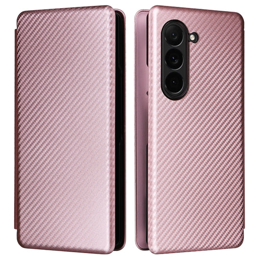 For Samsung Galaxy Z Fold6 5G Case Card Holder Stand PU Leather Phone Cover - Rose Gold