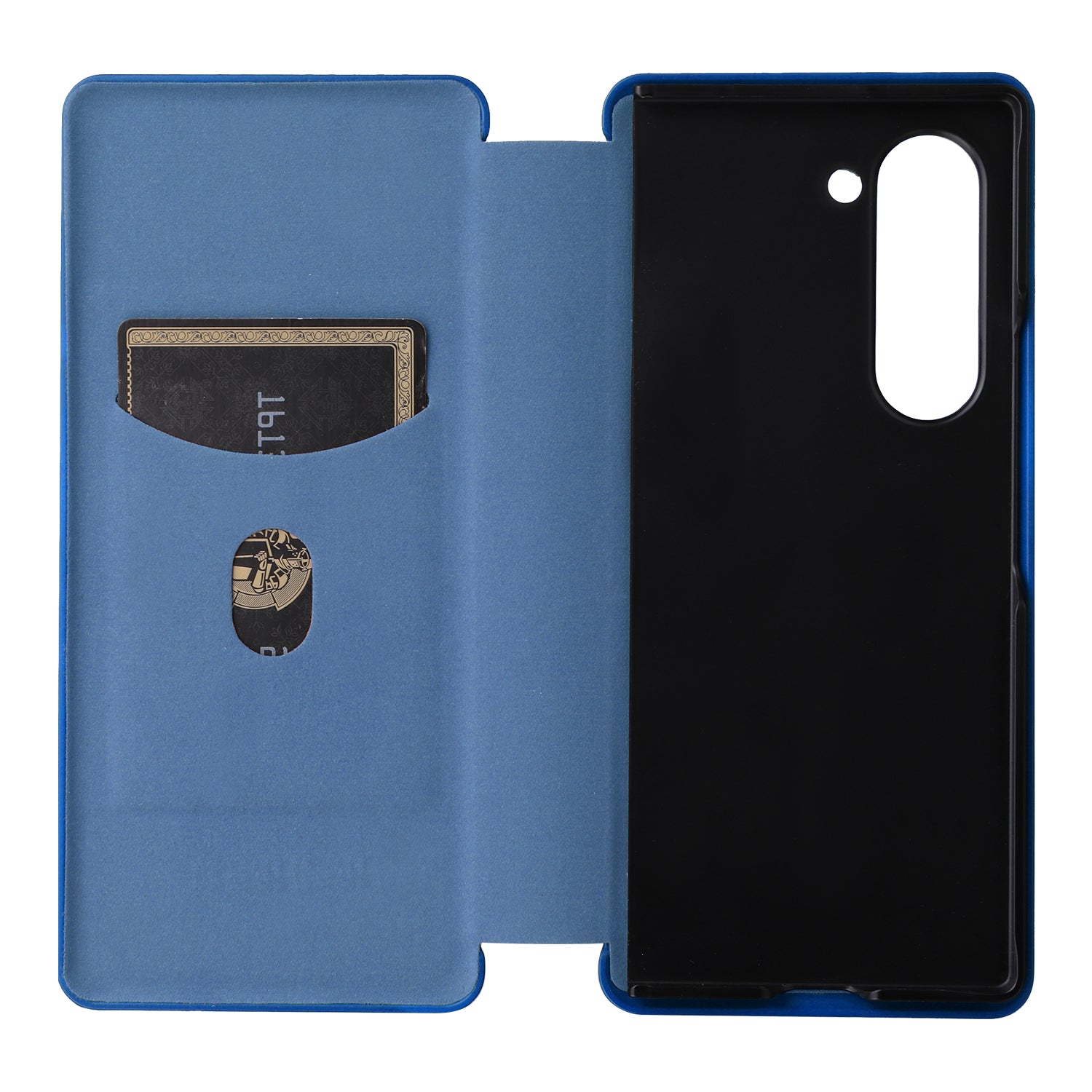 For Samsung Galaxy Z Fold6 5G Case Card Holder Stand PU Leather Phone Cover - Blue