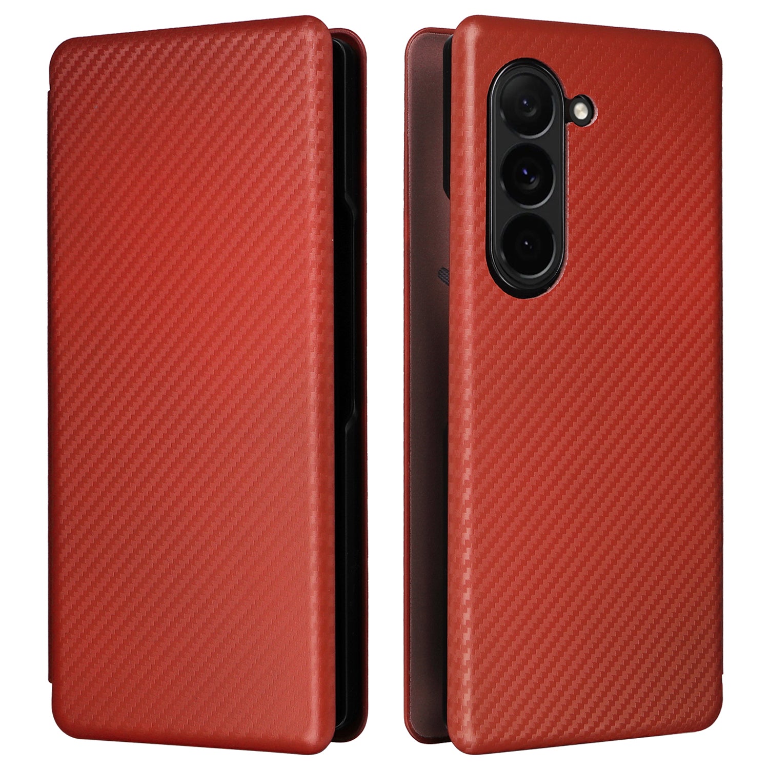 For Samsung Galaxy Z Fold6 5G Case Card Holder Stand PU Leather Phone Cover - Brown