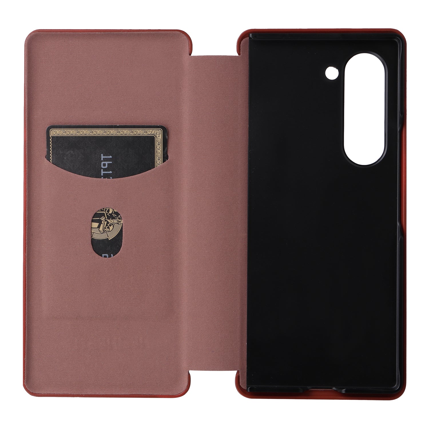 For Samsung Galaxy Z Fold6 5G Case Card Holder Stand PU Leather Phone Cover - Brown