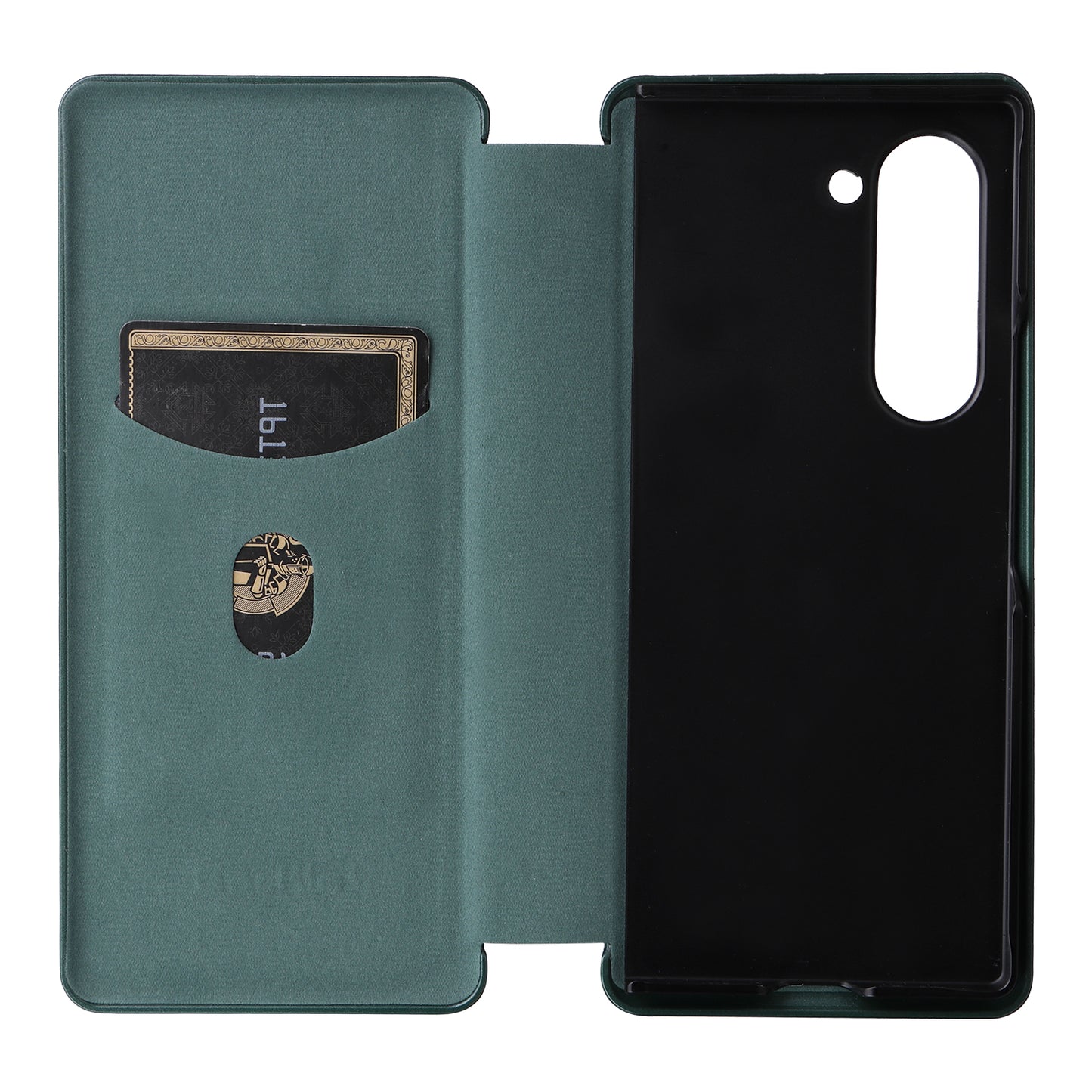 For Samsung Galaxy Z Fold6 5G Case Card Holder Stand PU Leather Phone Cover - Green
