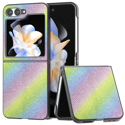 For Samsung Galaxy Z Flip6 5G Case Rhinestone Texture PU+PC Phone Cover - Multi-Color