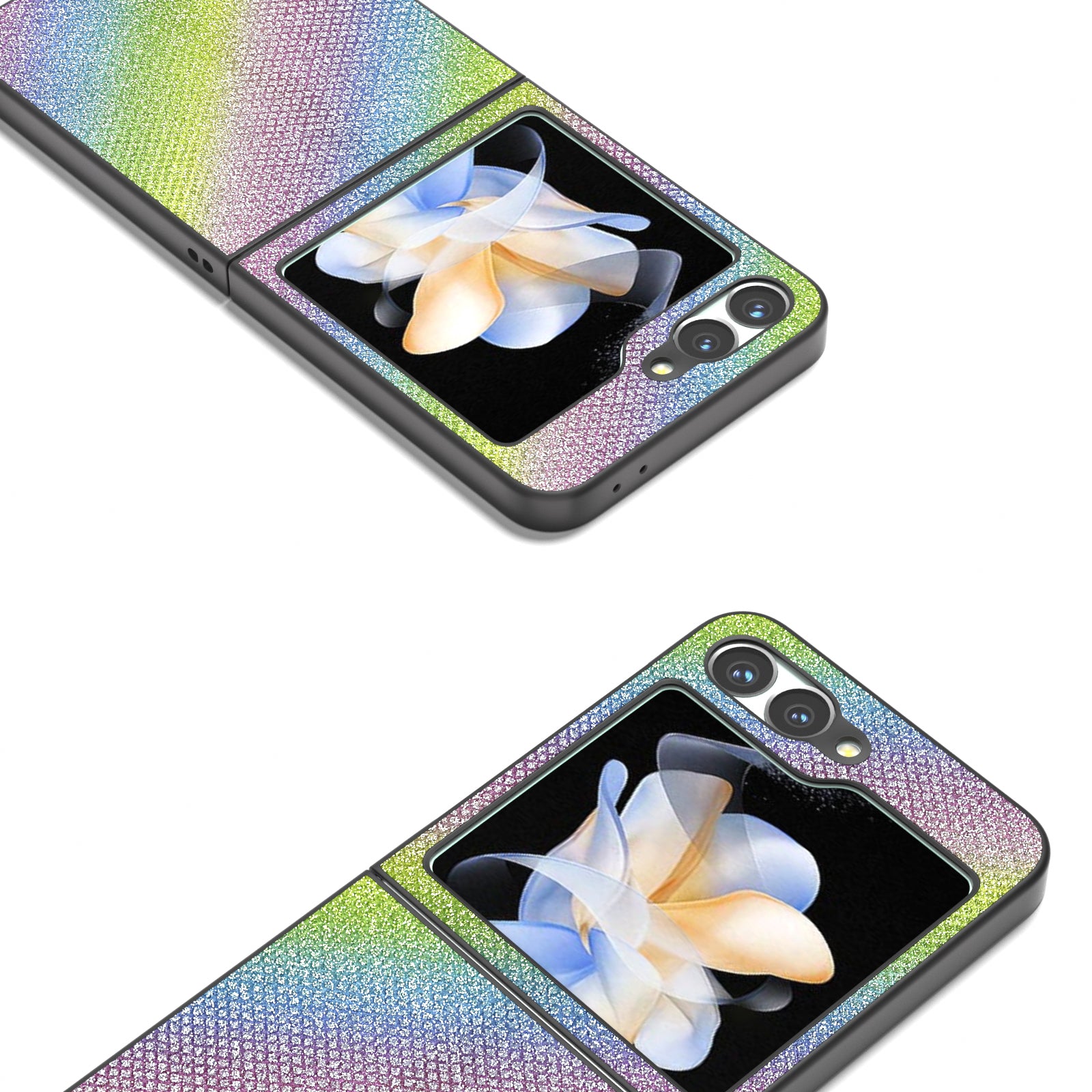 For Samsung Galaxy Z Flip6 5G Case Rhinestone Texture PU+PC Phone Cover - Multi-Color