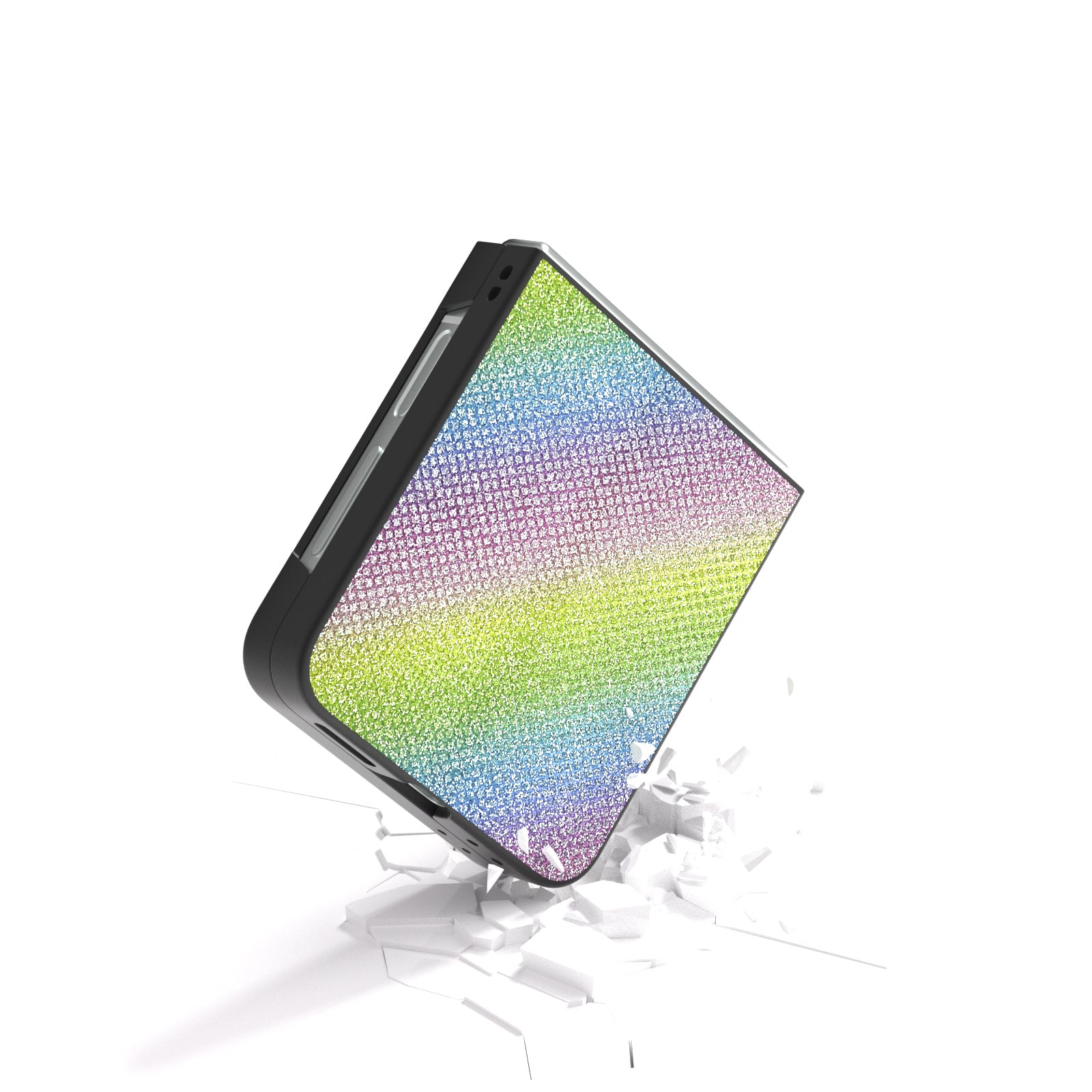 For Samsung Galaxy Z Flip6 5G Case Rhinestone Texture PU+PC Phone Cover - Multi-Color