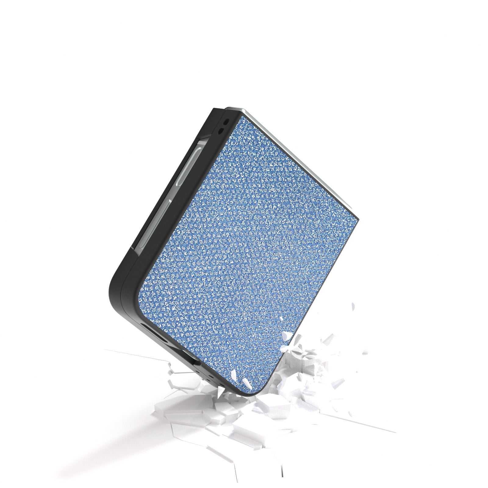 For Samsung Galaxy Z Flip6 5G Case Rhinestone Texture PU+PC Phone Cover - Blue