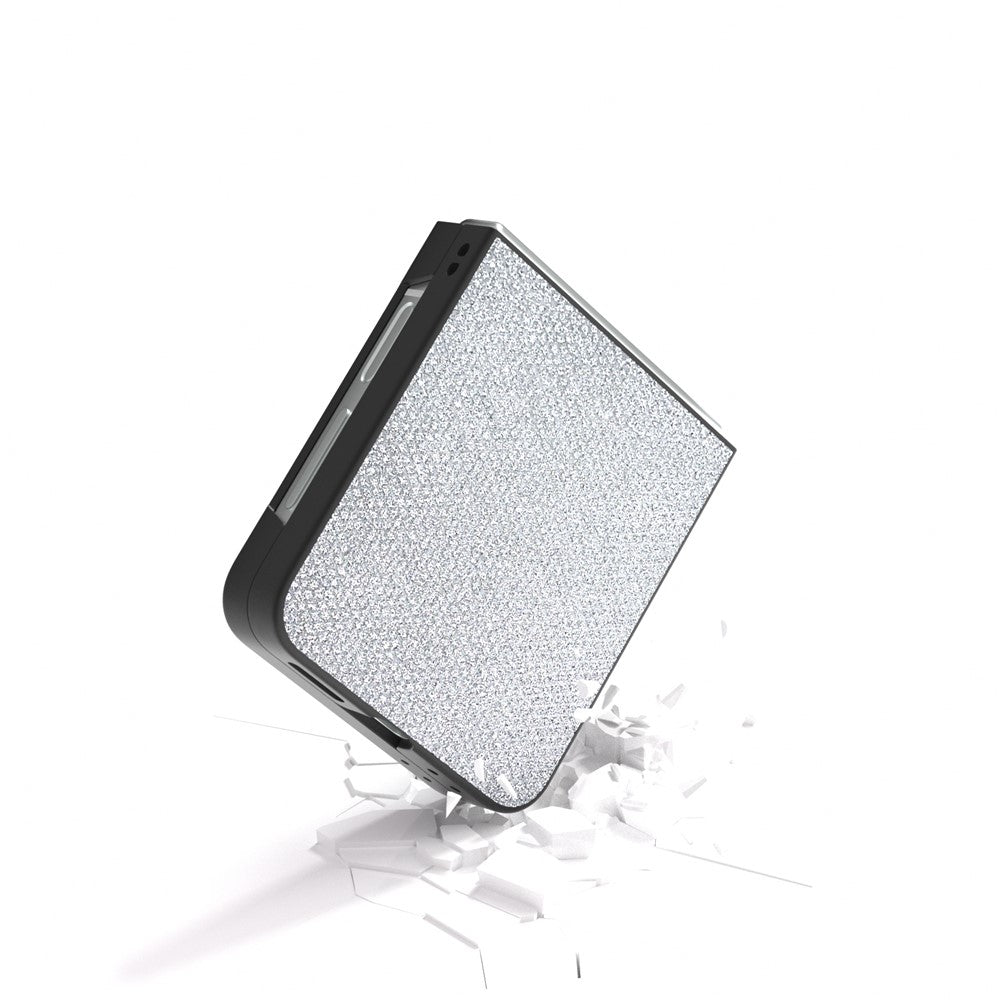 For Samsung Galaxy Z Flip7 FE 5G / Z Flip6 5G Case Rhinestone Texture PU+PC Phone Cover - Silver