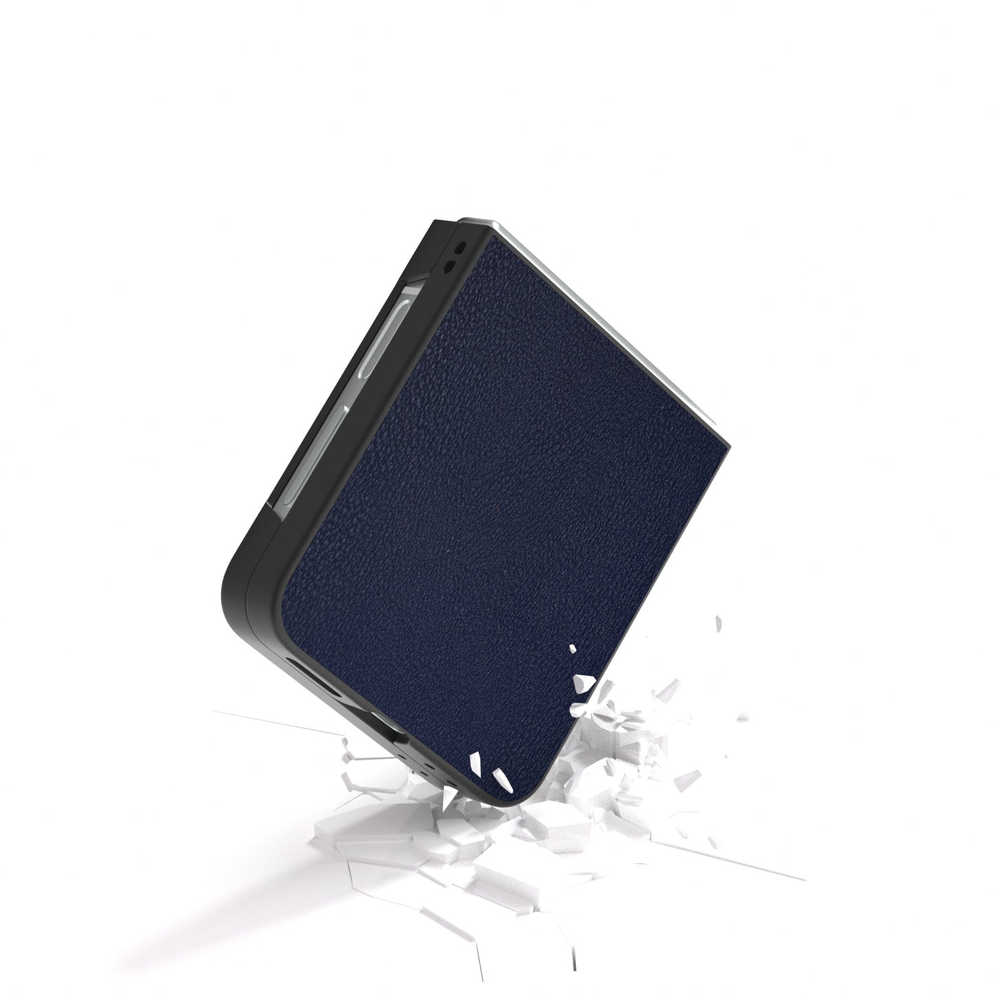 For Samsung Galaxy Z Flip6 5G Case PU Leather Coated Hard PC Folding Phone Cover - Blue
