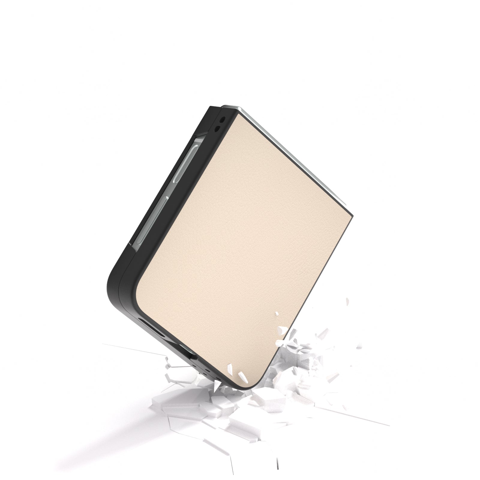 For Samsung Galaxy Z Flip6 5G Case PU Leather Coated Hard PC Folding Phone Cover - Light Yellow