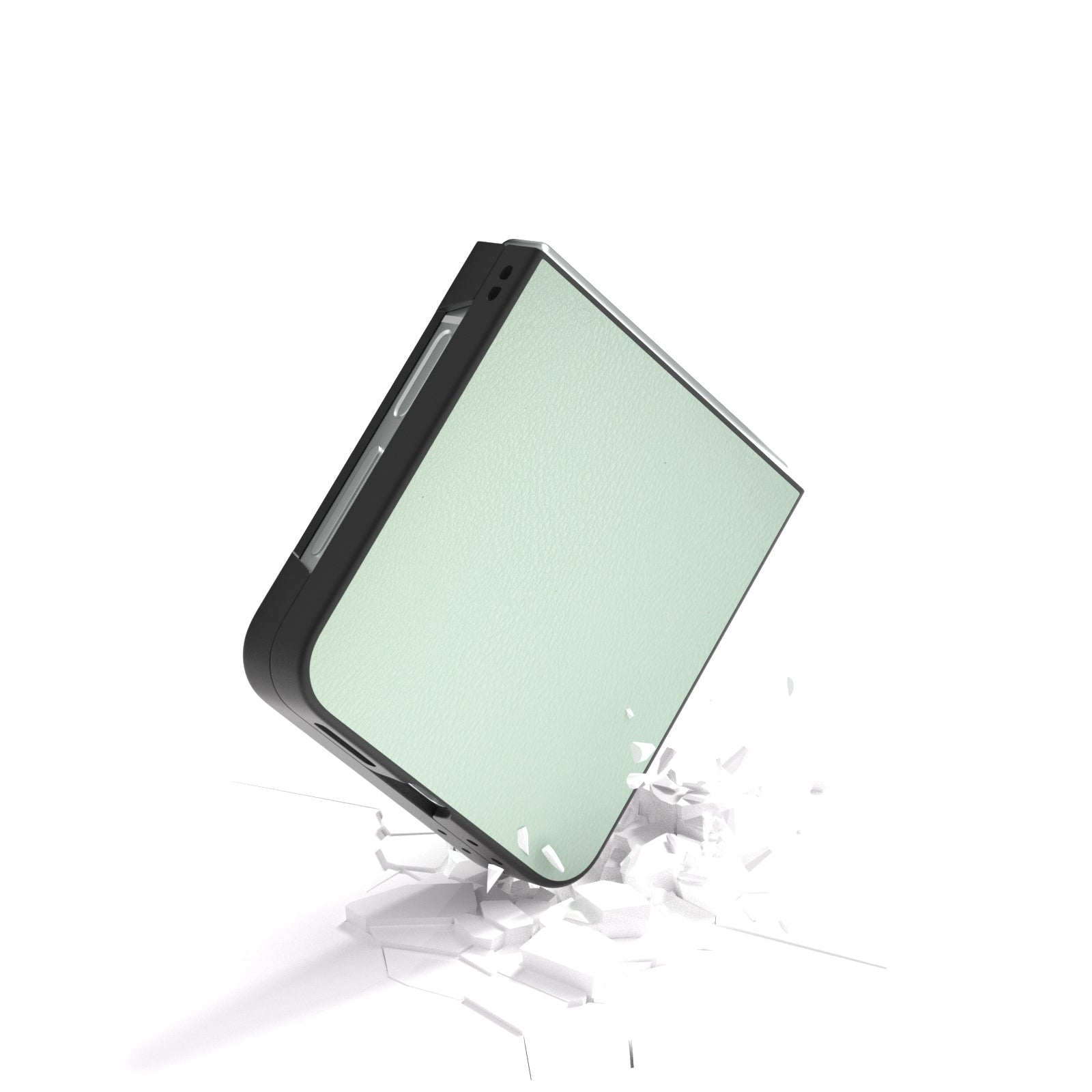 For Samsung Galaxy Z Flip6 5G Case PU Leather Coated Hard PC Folding Phone Cover - Light Green