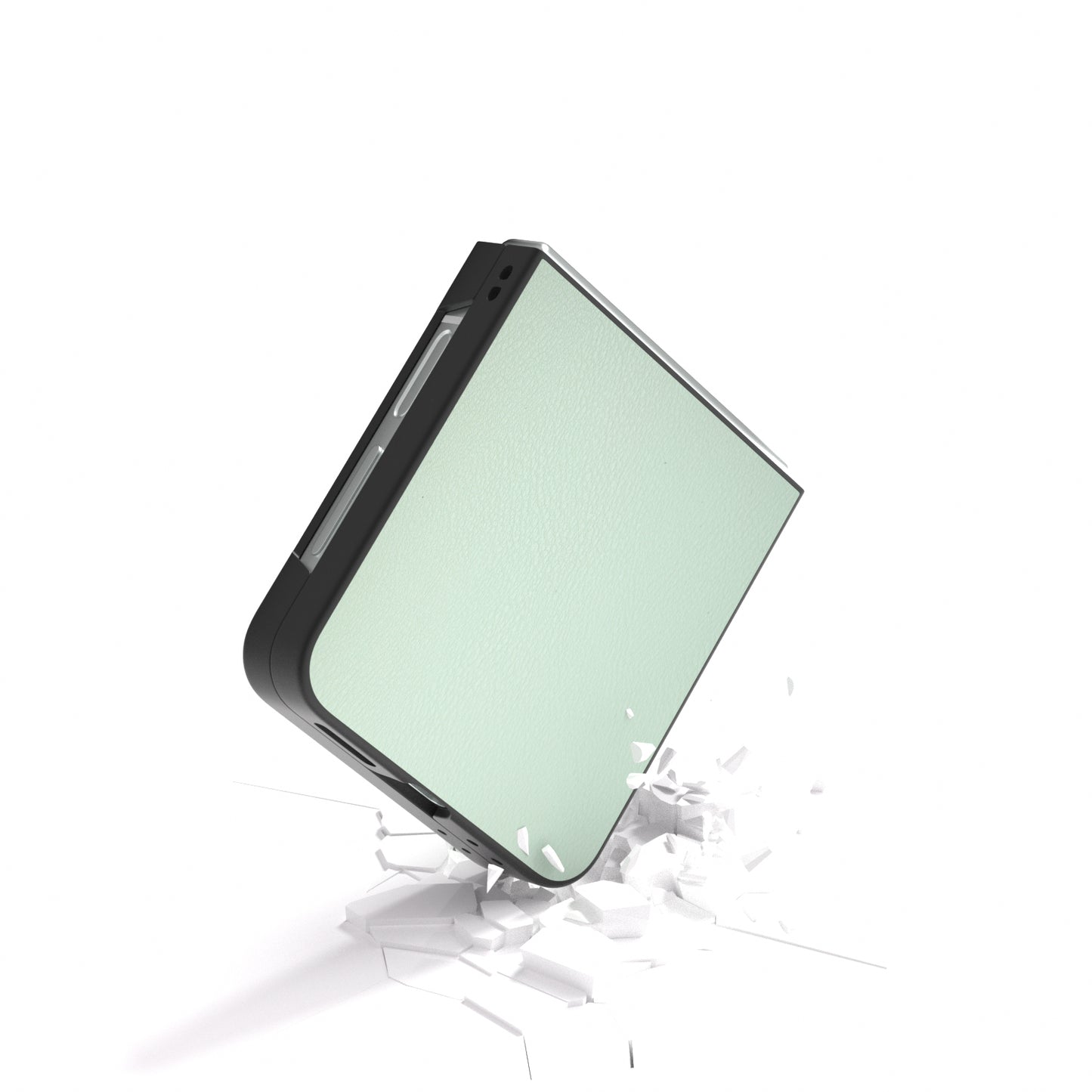 For Samsung Galaxy Z Flip6 5G Case PU Leather Coated Hard PC Folding Phone Cover - Light Green