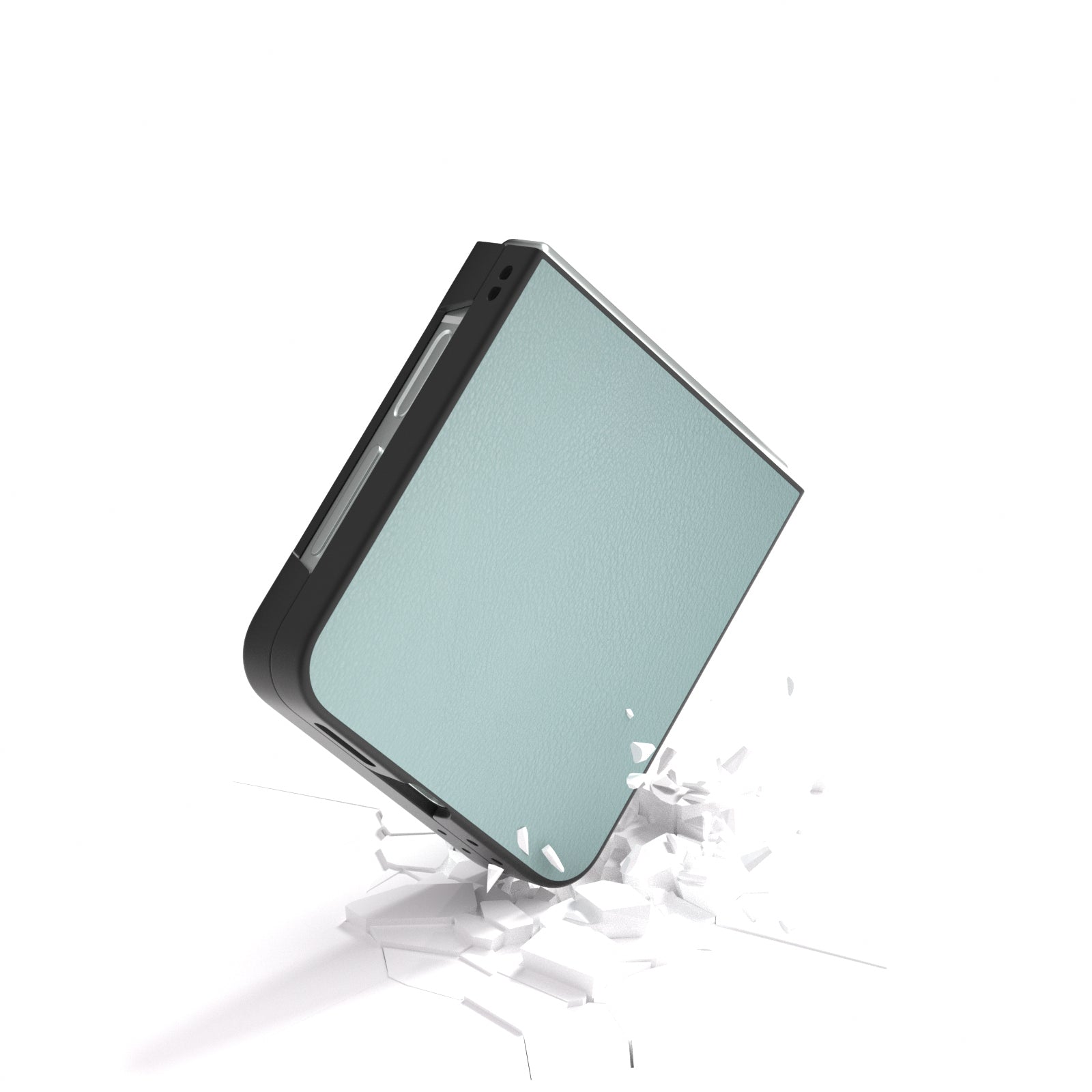 For Samsung Galaxy Z Flip6 5G Case PU Leather Coated Hard PC Folding Phone Cover - Baby Blue