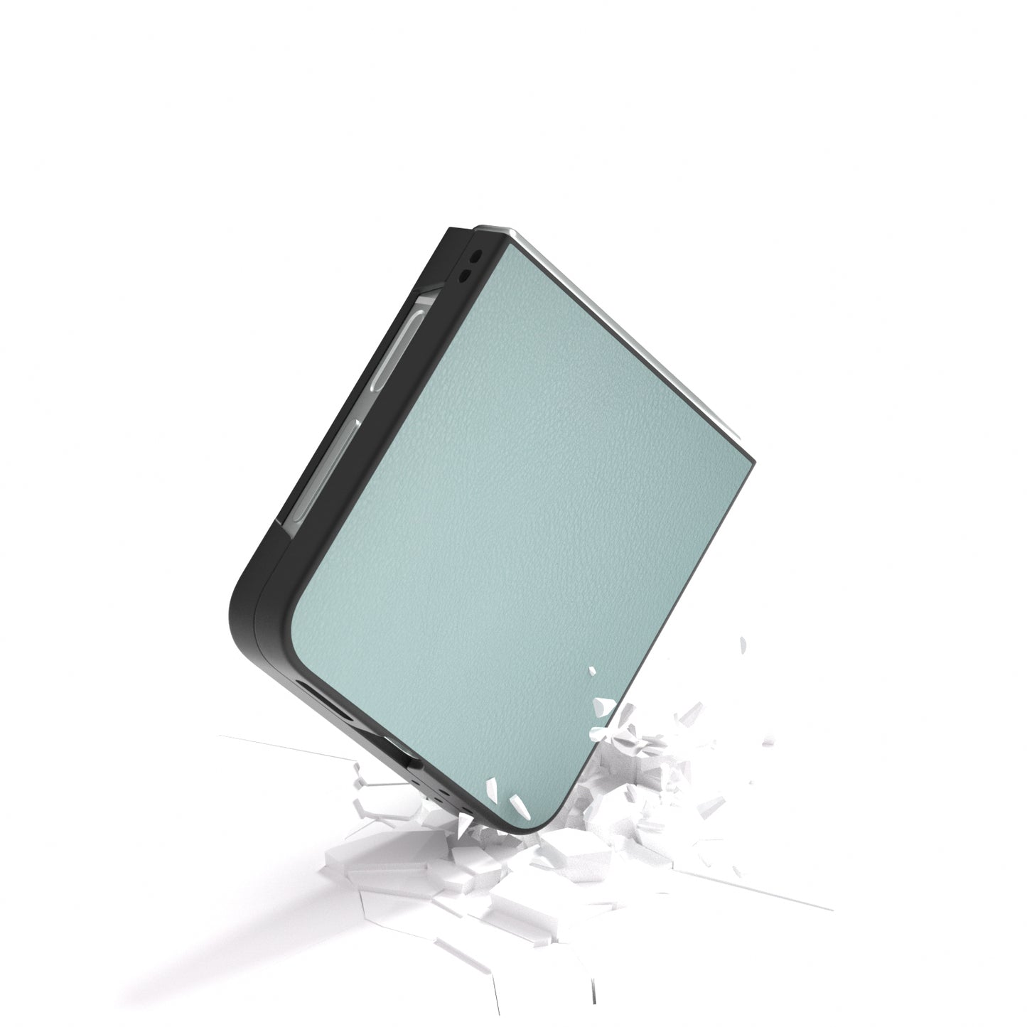 For Samsung Galaxy Z Flip6 5G Case PU Leather Coated Hard PC Folding Phone Cover - Baby Blue