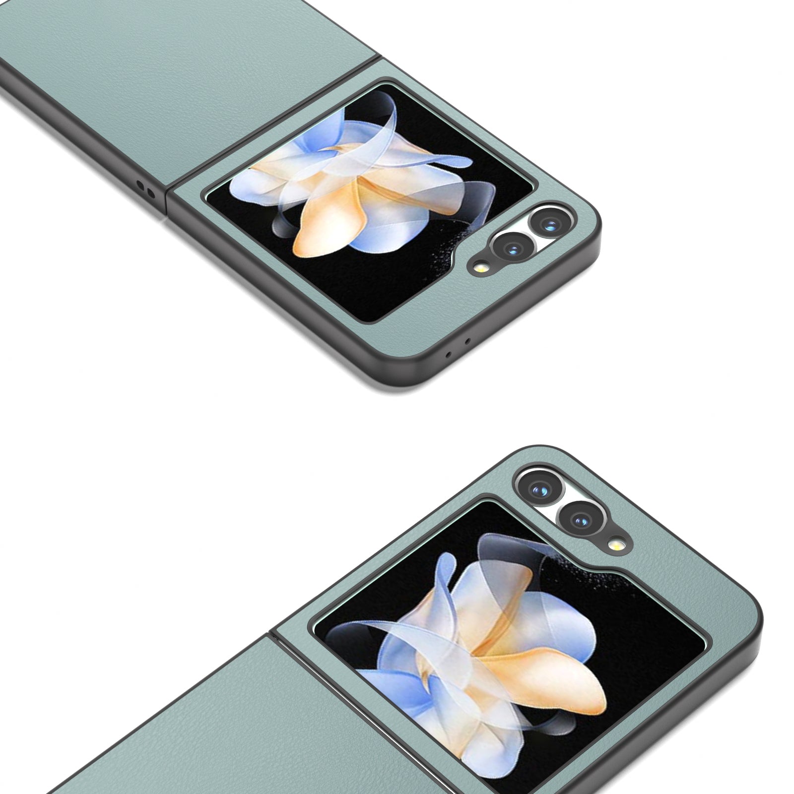 For Samsung Galaxy Z Flip6 5G Case PU Leather Coated Hard PC Folding Phone Cover - Baby Blue