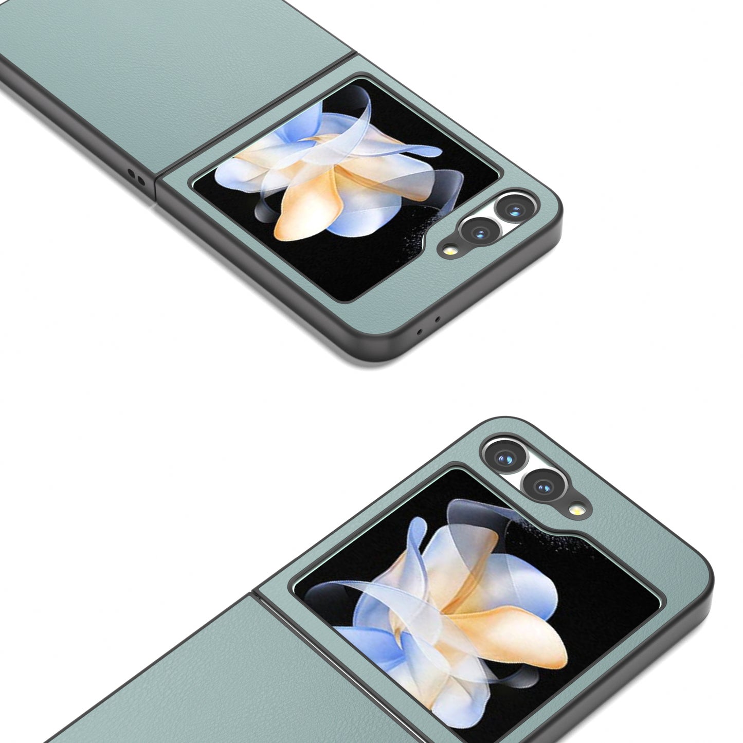 For Samsung Galaxy Z Flip6 5G Case PU Leather Coated Hard PC Folding Phone Cover - Baby Blue