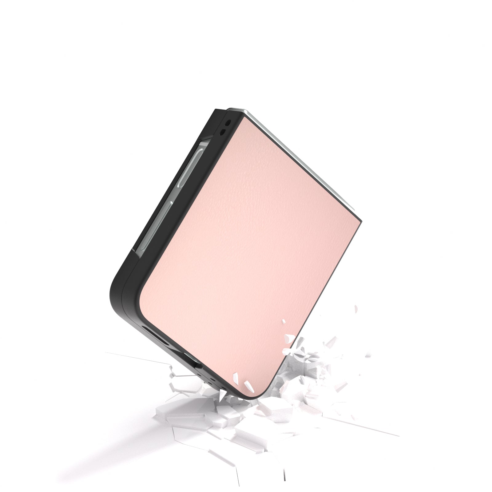For Samsung Galaxy Z Flip6 5G Case PU Leather Coated Hard PC Folding Phone Cover - Light Pink